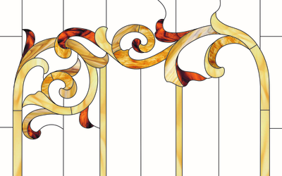 Витражная пленка, витражная пленка самоклеющаяся, пленочный витраж с классическим рисунком