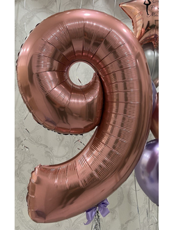 Шар-цифра 102 см с гелием Розовое золото