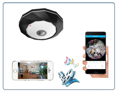 Потолочная - настенная WiFi/LAN видеокамера панорамная с DVR, Full HD 3Mp (IP Pro (VR cam. EseeCloud))