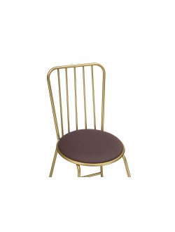 Стул на металлокаркасе Лирион какао велюр / золото