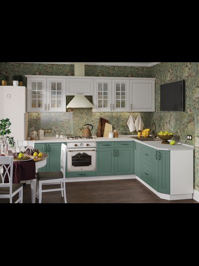 Лондон белый/изумруд модульная кухня