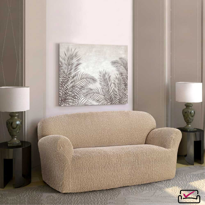 Чехол на 2х местный диван СИЕНА ВЕНЕРА БЕЖЕВЫЙ. Хлопок.ИТАЛИЯ