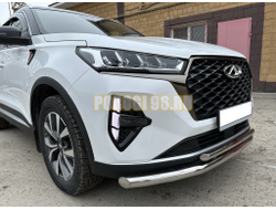 Защита переднего бампера двойная ПапаТюнинг d60/42 для Chery Tiggo 7 Pro Max 2022-2024