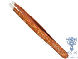 Пинцет для бровей Solinberg G14M1з (ручная заточка), цветной, наклонное окончание