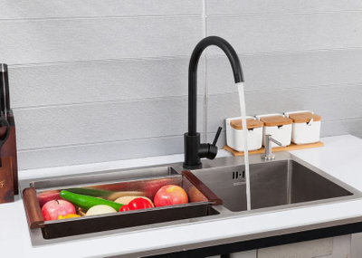 Смеситель Frap для кухни F40899-4 черный боковая ручка