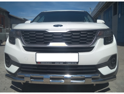 Защита переднего бампера с перемычками d60/42 для Kia Seltos (2019-...)
