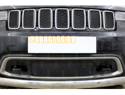 Защита радиатора Jeep Grand Cherokee IV (WK2) 2018- (Laredo, Limited, Overland) black верх