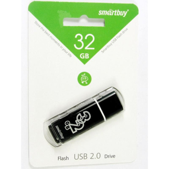 Флеш-память Smartbuy Glossy, 32Gb, USB 2.0, черный, SB32GBGS-K