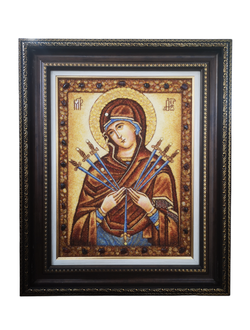 Икона из янтарной крошки "Богородица Семистрельная"