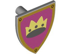 Minifigure, Shield Triangular Short with Crown on Light Purple Background with Gold Border Pattern, Light Bluish Gray (3846pb060 6400203)