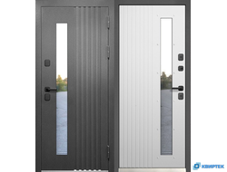 Дверь входная с терморазрывом Luxor Termo Рейка Стеклопакет Муар 7024 в Челябинске | КВИРТЕК