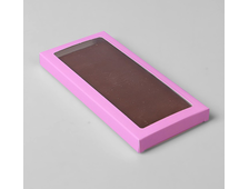 Коробка для шоколадной плитки розовая с окном, 171х80х14 мм