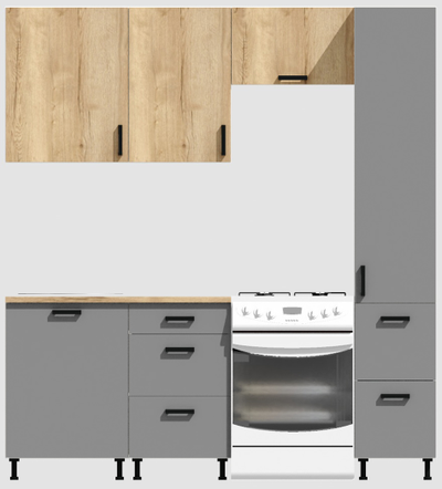 Кухня Эконом 1,5 метра с колонкой (1100х400) Цвет: Дуб Вотан/Базальт