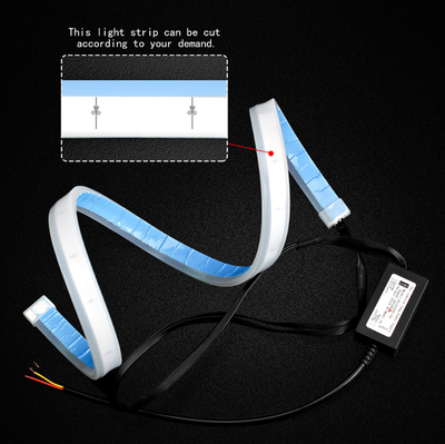 Гибкие ходовые огни с бегущим поворотником, 60см, 9-16v (комплект, 2шт)