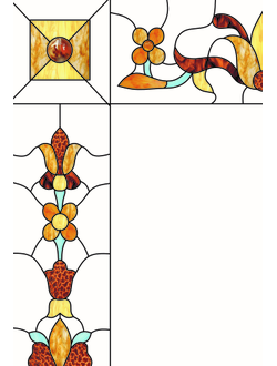 Витражная пленка, витражная пленка самоклеющаяся, пленочный витраж с классическим рисунком