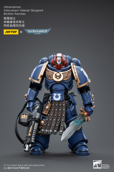 Интерцессор-ветеран Ультрамаринов (Warhammer 40k) - КОЛЛЕКЦИОННАЯ ФИГУРКА 1/18 Ultramarines Intercessor Veteran Sergeant Brother Aeontas (JT4386) - JOYTOY