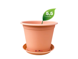 Горшок для растений с поддоном цвета - слоновая кость, 5.5 литра