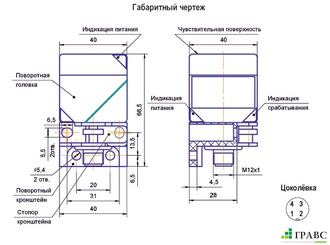 Бесконтактный выключатель ISN IC13PH-43P-25-LZS4