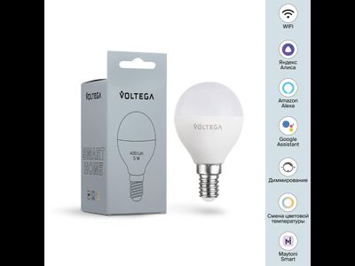 Светодиодная лампа Wi-Fi Globe E14 5W 2700K-6500K MIX DIM 180°, 2428