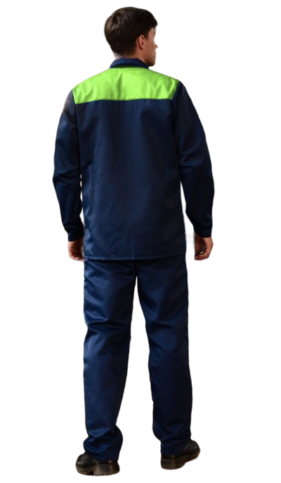 Костюм Аскет-1 (тк.Смесовая,210) брюки, т.синий/лимонный