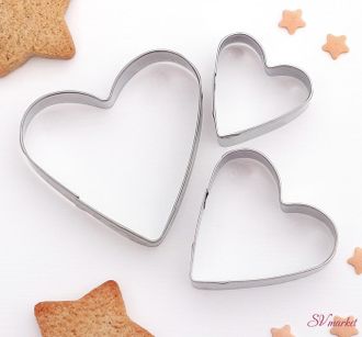 Набор форм для вырезания печенья «Сердечко», 3 шт