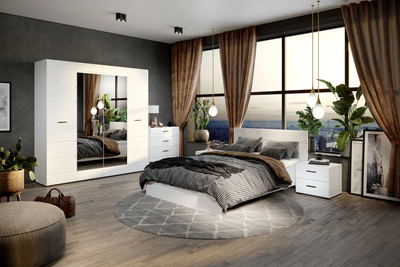 Шкаф Йорк четырёхдверный, белый глянец