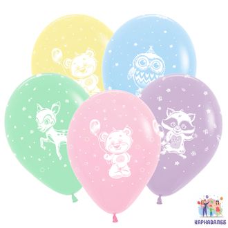Шар Животные макарунс латекс 30 см ( шар + обработка + гелий + лента)