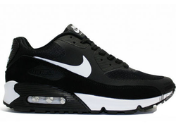 Nike Air Max 90 черные с белым/замшевая вставка (41-45) Арт. 012F