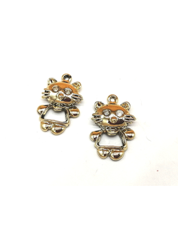 Подвеска с эмалью, котики с стразами