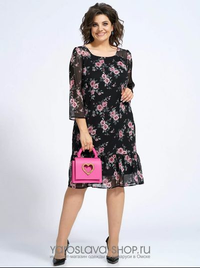 Шифоновое женское платье с принтом &quot;розы&quot;