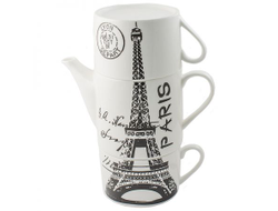 Чайник с двумя кружками Париж,фарфор