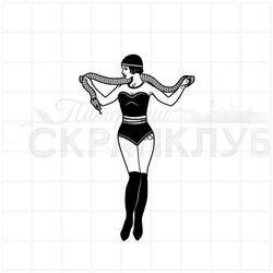 штамп ретро женщина со змеёй