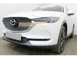 Защита радиатора Mazda CX-5 2017- 3D black верх PREMIUM