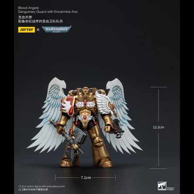 Сангвинарный гвардеец Кровавых Ангелов (Warhammer 40k) - КОЛЛЕКЦИОННАЯ ФИГУРКА 1/18 Blood Angels Sanguinary Guard with Encarmine  Axe (JT6250) - JOYTOY