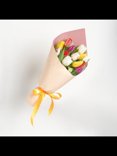 Букет 15 тюльпанов микс