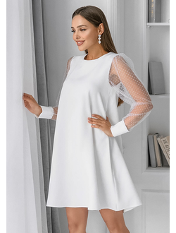 Короткое белое платье с сеткой