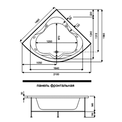 Акриловая гидромассажная ванна BAS Империал 150х150