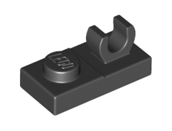 Plate, Modified 1 x 2 with Open O Clip on Top, Black (44861 / 6347310)