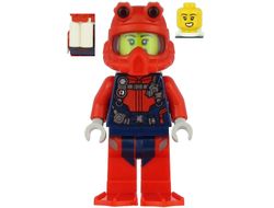 Scuba Diver - Female, Open Mouth, Red Helmet, White Air Tanks, Red Flippers, n/a (cty1165)