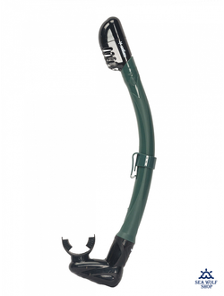 Трубка для дайвинга САРГАН "АГИДЕЛЬ" сухая 2 клапана, черно-зеленый силикон