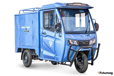Грузовой электротрицикл Rutrike КАРГО Кабина Дуал синий