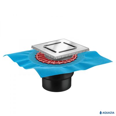 Трап водосток ZENTRUM Norma 150х150 Вертикальный выпуск (Матовый Хром)