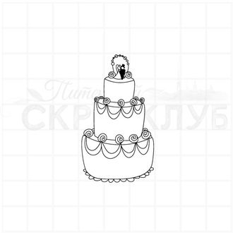 Штамп для скрапбукинга торт с молодоженами