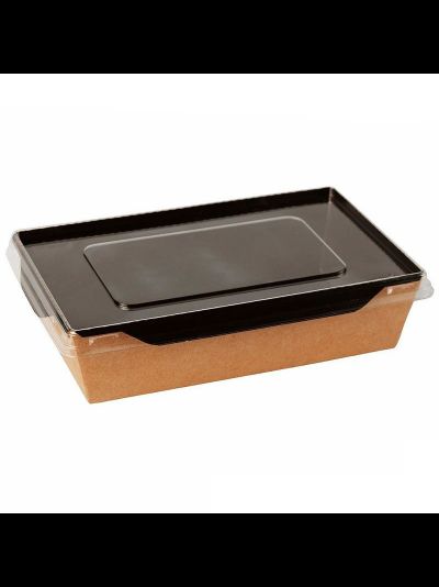 Салатник с прозр. кр. (крафт/черный), 500 мл