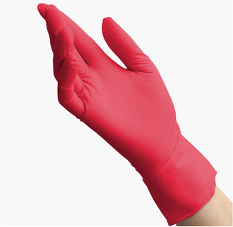 Перчатки нитриловые красные Benovy, 50 пар, размер S