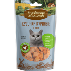 Деревенские лакомства, Кусочки куриные нежные для кошек, 45 г