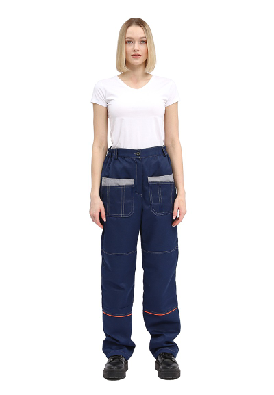 Костюм ЖЕНСКИЙ "РОЛЬФ" куртка/брюки, цвет: Т.СИНИЙ/СВ.СЕРЫЙ/ОРАНЖЕВЫЙ