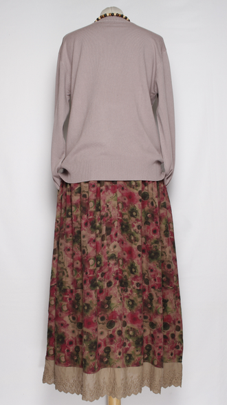 ЮБКА Бохо "Вареный хлопок кружево" красная до р.52