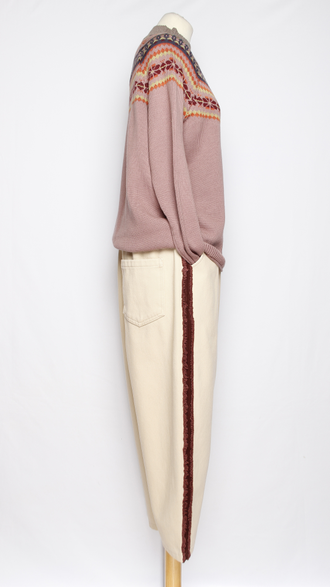 Брюки плотный хлопок утепленные "Лампас" молочные, шоколад, черные, красные р.48-52