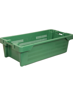 Ящик 800*400*225 мм. для рыбы конусный перфорированный, зелёный
